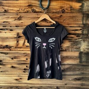 MADE RIGHT | Black Cat Face Hoodie Graphic Tee XL